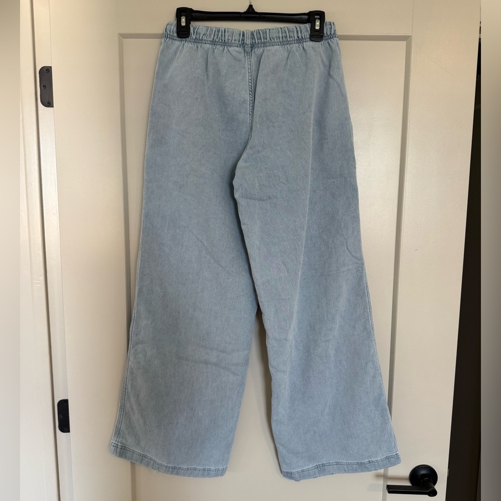 Aerie Me-Day Pull On Wide-Leg Pants Light Denim, size S, like new! - Picture 4 of 5